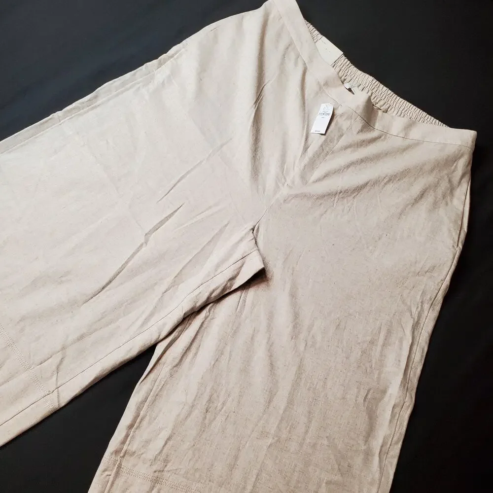 Banana Republic Size XXL NWT Wide-Leg Pull-On Linen Blend Crop Pant Beige 568213